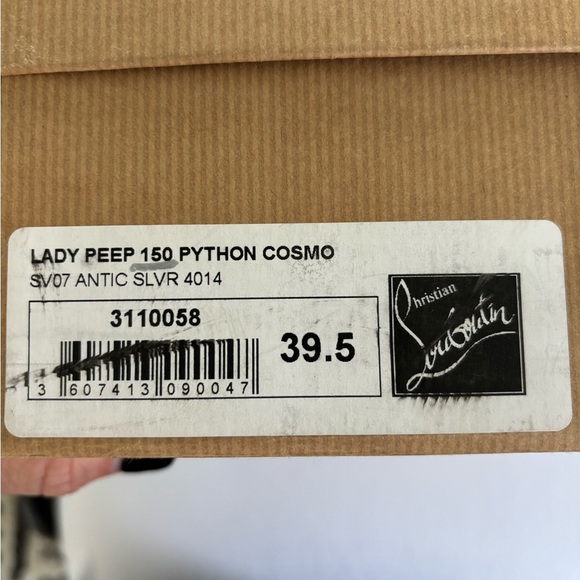 Christian Louboutin Lady Peep 150 Python Cosmo Color Antique Silver. Size 39.5. - Picture 9 of 11